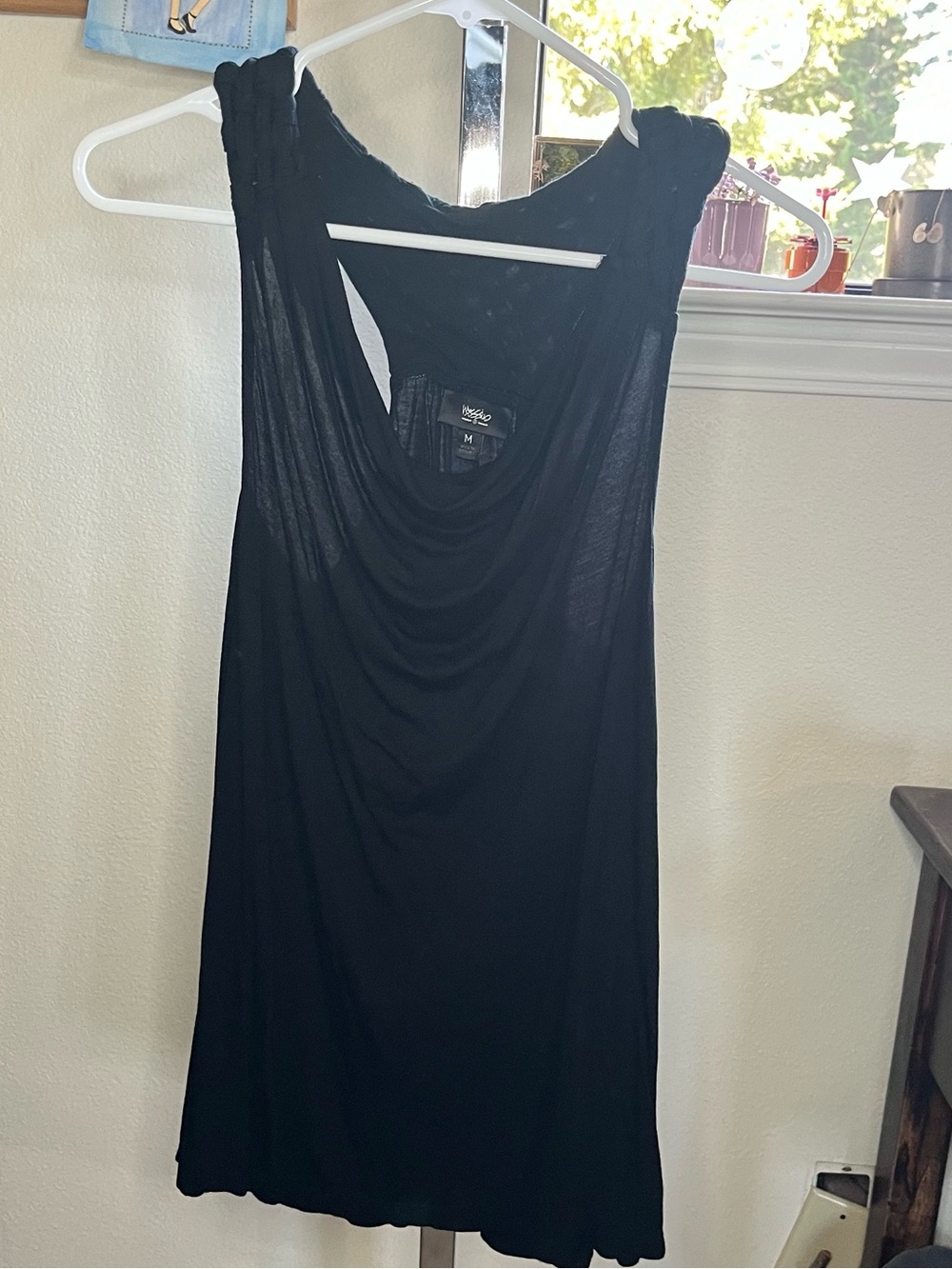 ISSI Black Mini Dress with Draped Cowl Neck